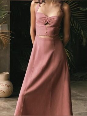 Zara Ramie Blend Midi Dress | Size M